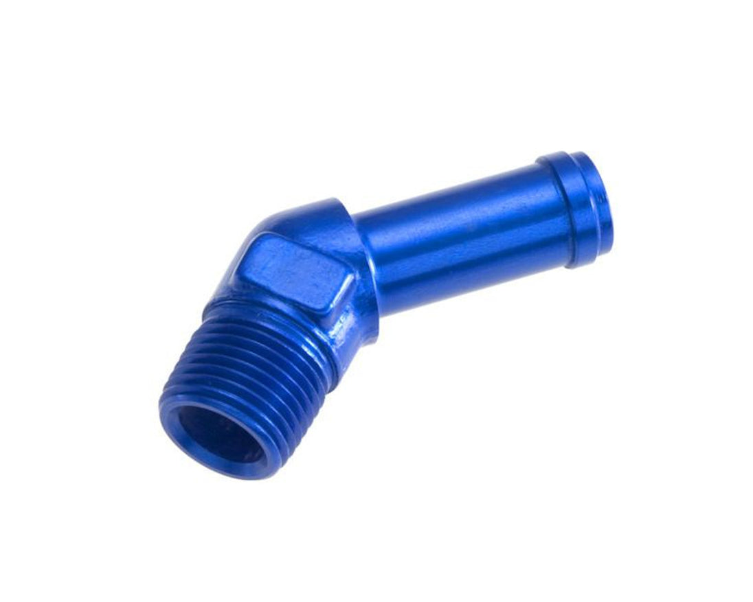 1/4in Hose to 1/8in NPT Male 45Deg Blue